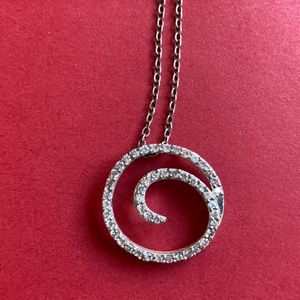 18 inch silver tone and crystal necklace.